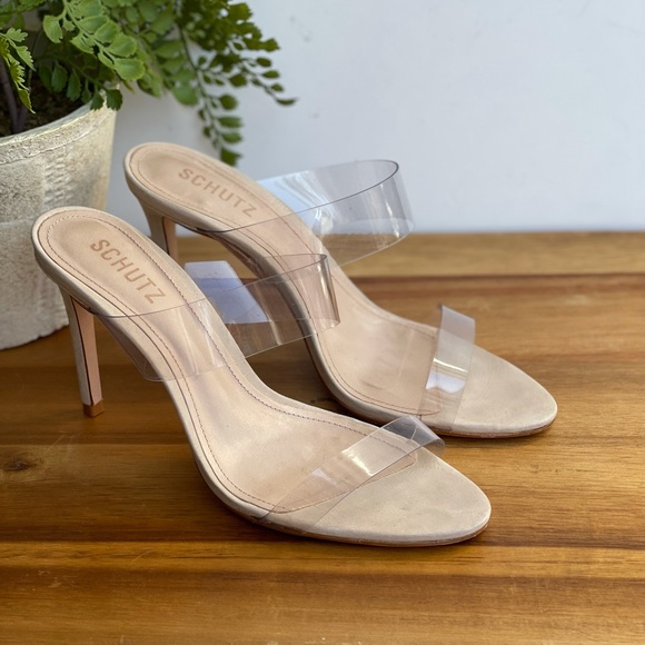 SCHUTZ🍁🍂Arielle clear strap Natural Sandal Size 9.5 womens - Picture 9 of 16